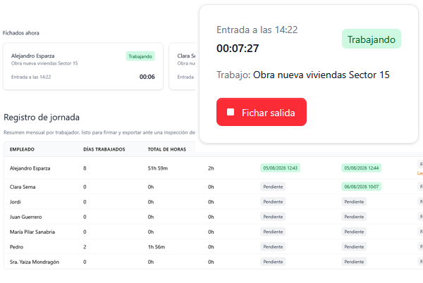 Registro de horas en Planixia