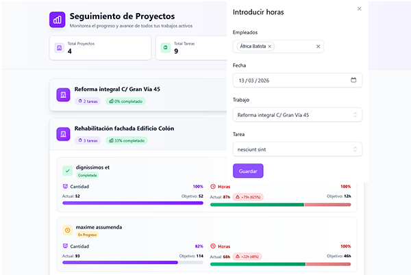 Registro de horas en Planixia